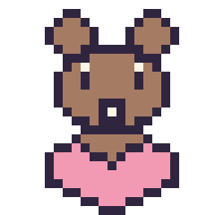 Pixel art Loutre avec un cœur, grille 24 × 24