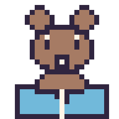 Pixel art Loutre avec un livre, grille 24 × 24