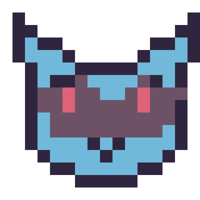 Modèle de pixel art Lucario mini 16 × 16 sur une grille de 16 par 16 cases
