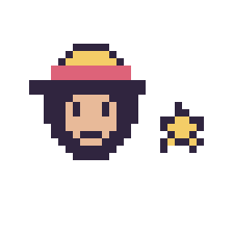 Pixel art Luffy mini et Étoile mini, grille 32 × 32