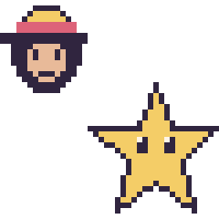 Pixel art Luffy mini et Étoile, grille 40 × 40