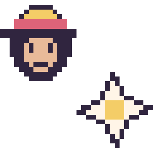 Modèle de pixel art Luffy mini et Etoile nether Minecraft 16 × 16 sur une grille de 32 par 32 cases