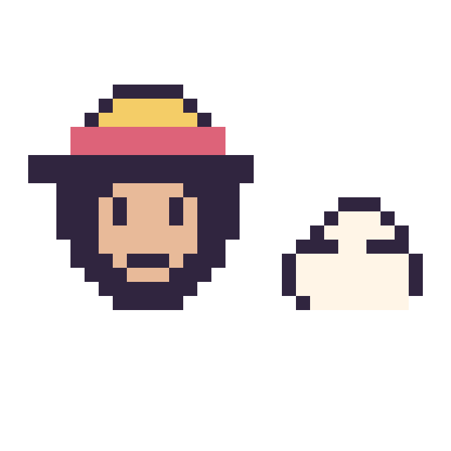 Modèle de pixel art Luffy mini et Nuage simple 10 × 10 sur une grille de 32 par 32 cases