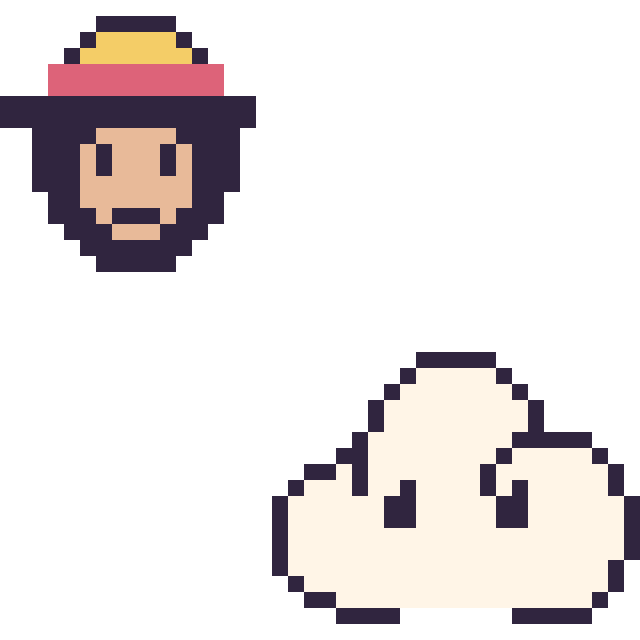 Modèle de pixel art Luffy mini et Nuage sur une grille de 40 par 40 cases