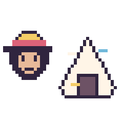 Pixel art Luffy mini et Onigiri décoré, grille 40 × 40