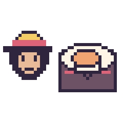 Pixel art Luffy mini et Sushi kawaii, grille 40 × 40
