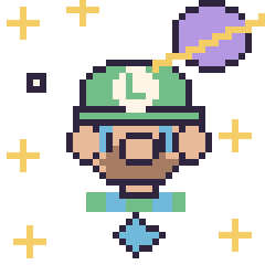 Pixel art Luigi dans l’espace, grille 40 × 40