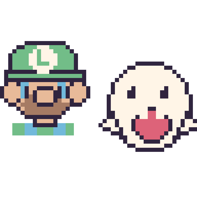 Modèle de pixel art Luigi et Boo sur une grille de 48 par 48 cases