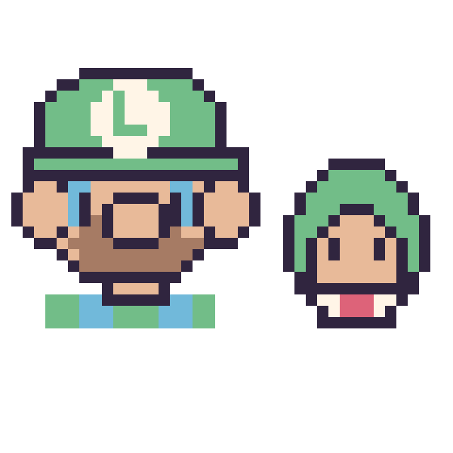 Modèle de pixel art Luigi et Bowser Junior mini sur une grille de 40 par 40 cases