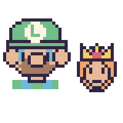 Pixel art Luigi et Daisy mini, grille 40 × 40