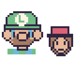 Pixel art Luigi et Diddy Kong mini, grille 40 × 40