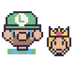 Pixel art Luigi et Harmonie mini, grille 40 × 40