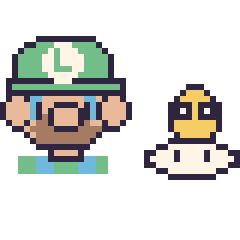 Pixel art Luigi et Lakitu mini, grille 40 × 40