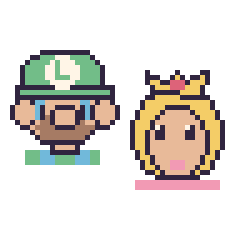 Pixel art Luigi et Princesse Peach, grille 48 × 48