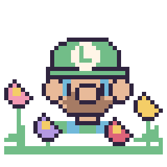 Pixel art Luigi dans le jardin, grille 40 × 40