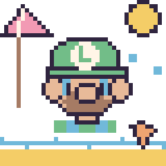 Pixel art Luigi à la plage, grille 40 × 40