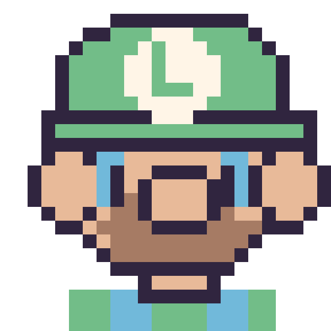 Modèle de pixel art Luigi sur une grille de 24 par 24 cases