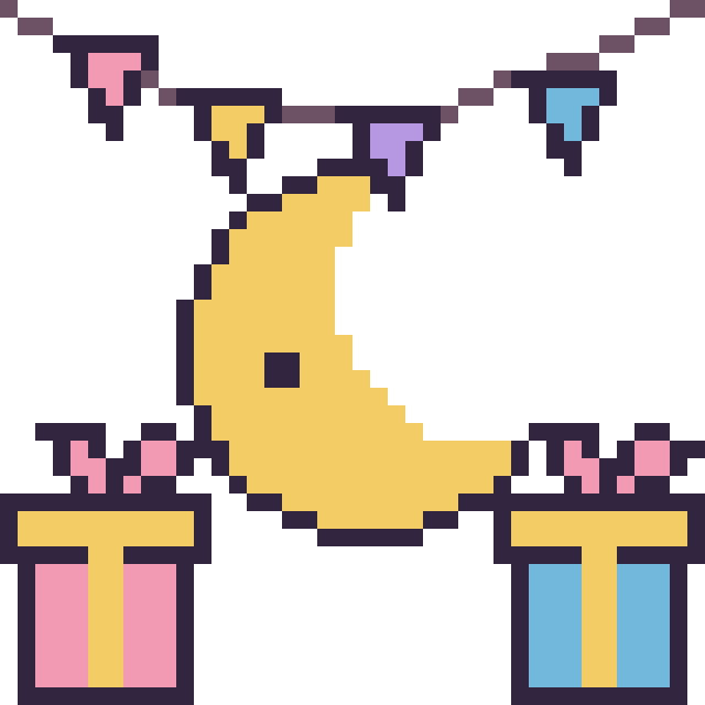 Modèle de pixel art Lune pour un anniversaire sur une grille de 40 par 40 cases