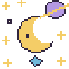 Pixel art Lune dans l’espace, grille 40 × 40