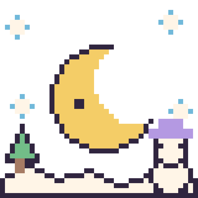 Modèle de pixel art Lune en hiver sur une grille de 40 par 40 cases