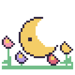 Pixel art Lune dans le jardin, grille 40 × 40
