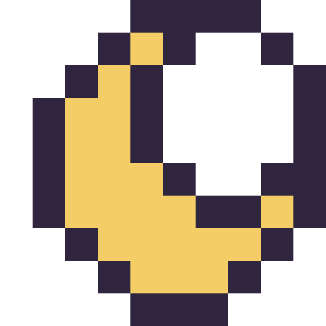 Modèle de pixel art Lune simple 10 × 10 sur une grille de 10 par 10 cases