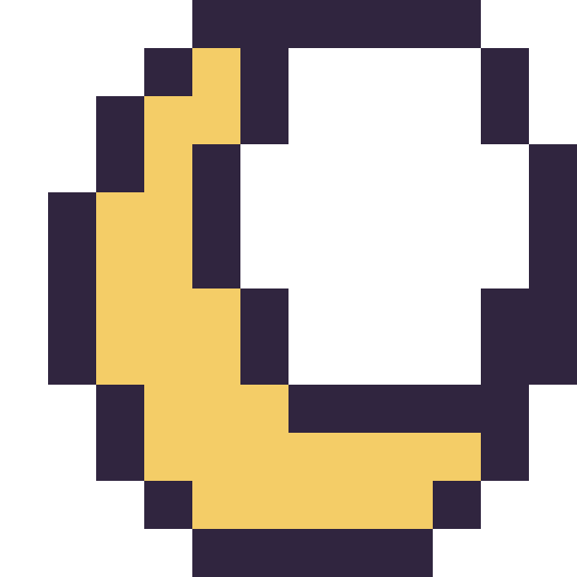 Modèle de pixel art Lune simple 12 × 12 sur une grille de 12 par 12 cases