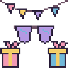 Pixel art Lunettes de soleil pour un anniversaire, grille 40 × 40