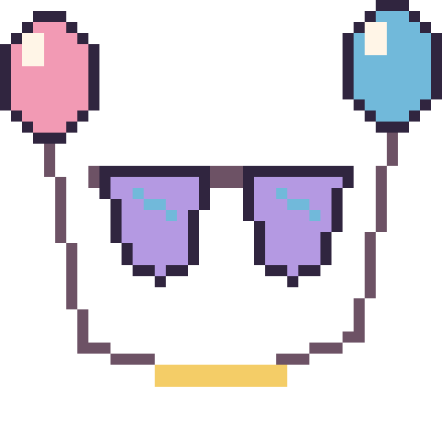 Modèle de pixel art Lunettes de soleil avec des ballons sur une grille de 40 par 40 cases