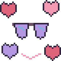 Pixel art Lunettes de soleil avec des cœurs, grille 40 × 40