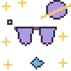 Pixel art Lunettes de soleil dans l’espace, grille 40 × 40