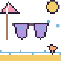 Pixel art Lunettes de soleil à la plage, grille 40 × 40