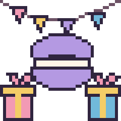 Pixel art Macaron pour un anniversaire, grille 40 × 40