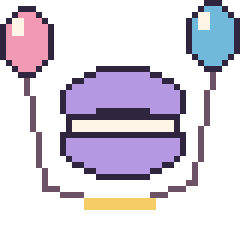 Pixel art Macaron avec des ballons, grille 40 × 40