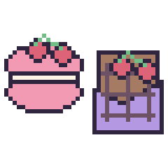 Pixel art Macaron avec des cerises et Chocolat avec des cerises, grille 40 × 40