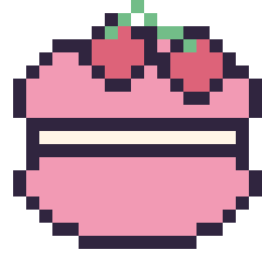 Pixel art Macaron avec des cerises, grille 20 × 20