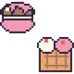 Pixel art Macaron au chocolat et Gaufre double garniture, grille 40 × 40