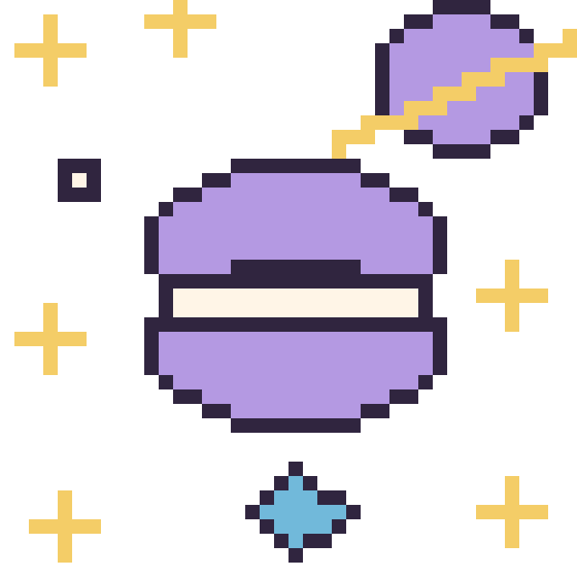 Modèle de pixel art Macaron dans l’espace sur une grille de 40 par 40 cases