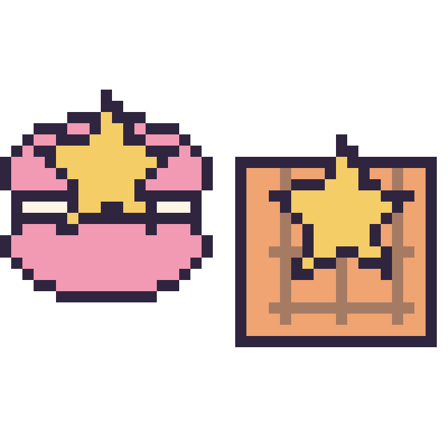 Modèle de pixel art Macaron avec une étoile et Gaufre avec une étoile sur une grille de 40 par 40 cases