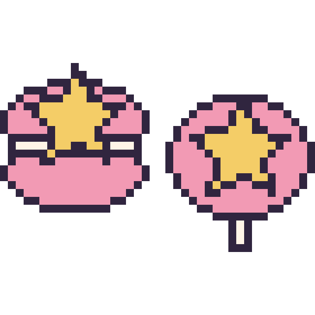 Modèle de pixel art Macaron avec une étoile et Sucette avec une étoile sur une grille de 40 par 40 cases