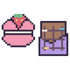 Pixel art Macaron avec une fraise et Chocolat décoré, grille 40 × 40