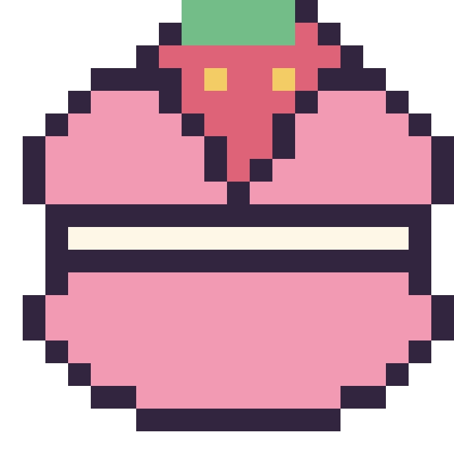Modèle de pixel art Macaron avec une fraise sur une grille de 20 par 20 cases