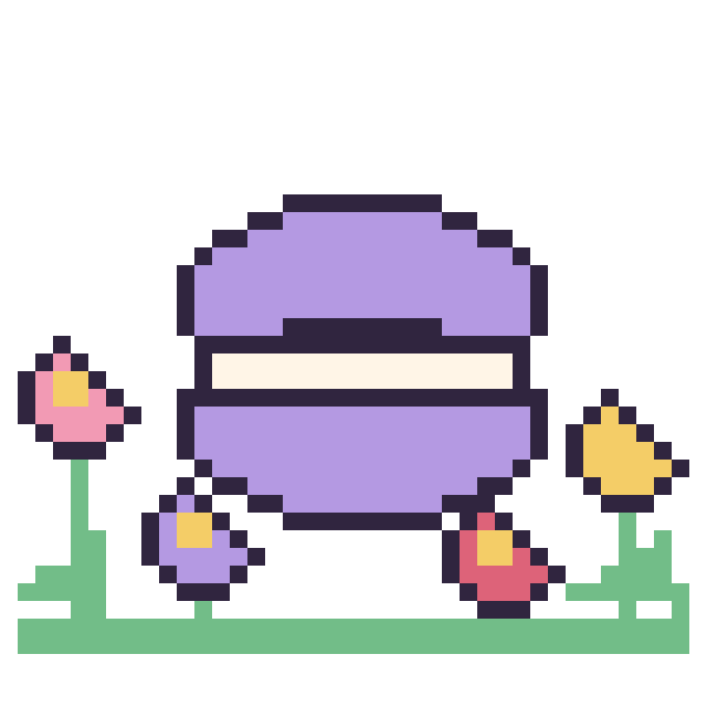 Modèle de pixel art Macaron dans le jardin sur une grille de 40 par 40 cases