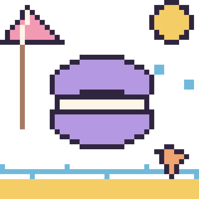 Modèle de pixel art Macaron à la plage sur une grille de 40 par 40 cases