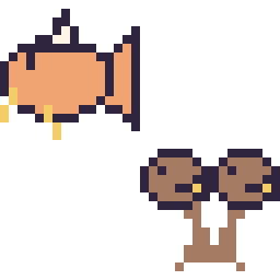 Pixel art Magicarpe mini et Doduo mini, grille 32 × 32