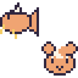 Pixel art Magicarpe mini et Teddiursa mini, grille 32 × 32
