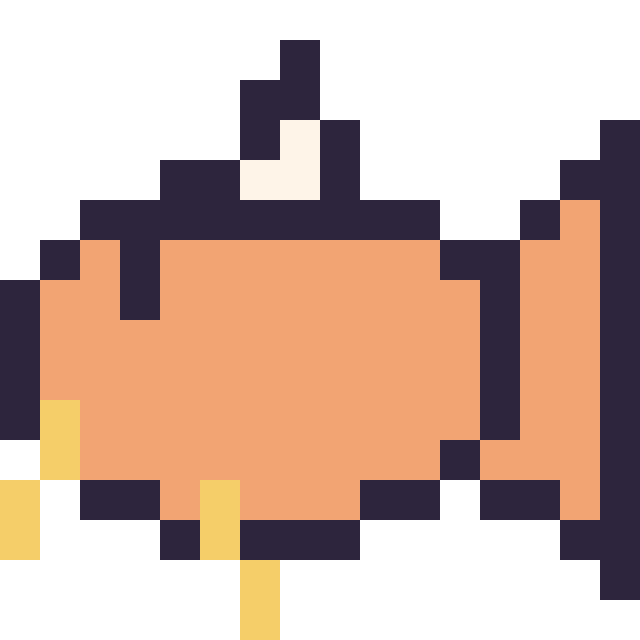 Modèle de pixel art Magicarpe mini 16 × 16 sur une grille de 16 par 16 cases