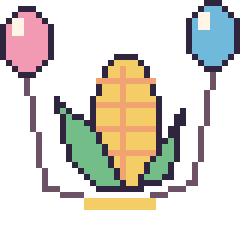 Pixel art Maïs avec des ballons, grille 40 × 40