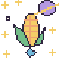 Pixel art Maïs dans l’espace, grille 40 × 40