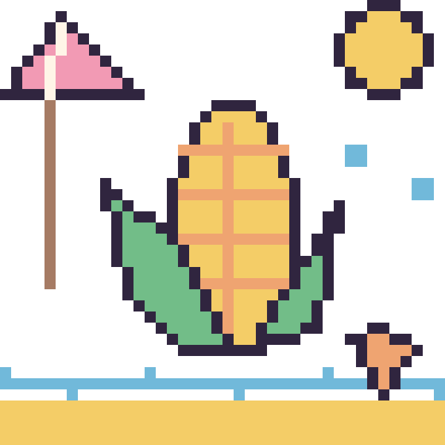 Modèle de pixel art Maïs à la plage sur une grille de 40 par 40 cases